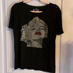 Shiny New York Marilyn Monroe Rhinestone Graphic Tee~OS~ Semi-Sheer/Stretchy~NWT